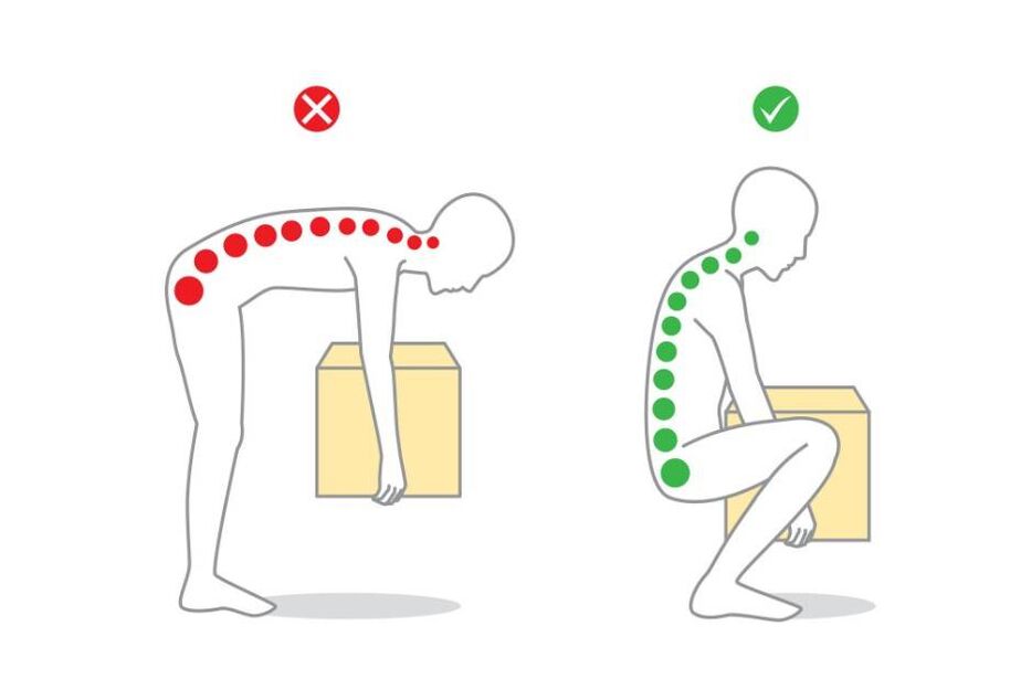 Il modo sbagliato e giusto di sollevare pesi per l'osteocondrosi spinale